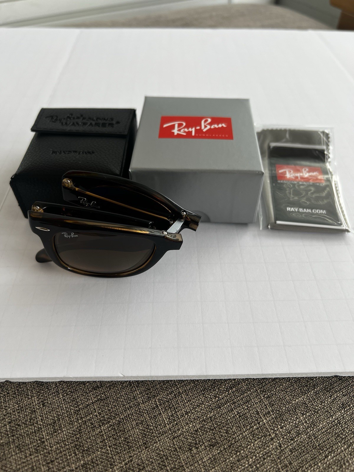 Ray Ban Folding Wayfarer RB4105 Sunglasses Tortoise Frame Brown Lens