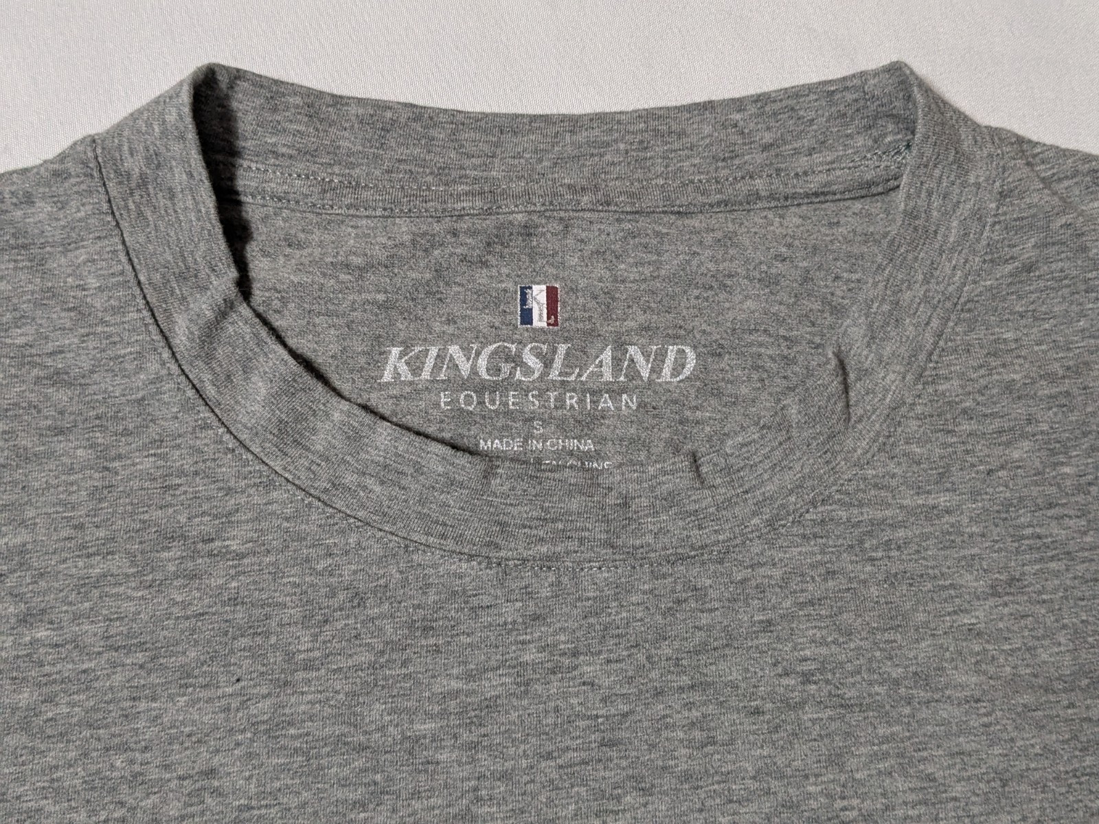 KINGSLAND ESQUESTRIAN Men Small Gray Stretch Blend Logo T-Shirt