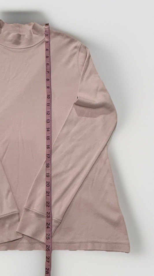Lands End Women’s Mock Neck Top Light Pink 100% Cotton Size Small