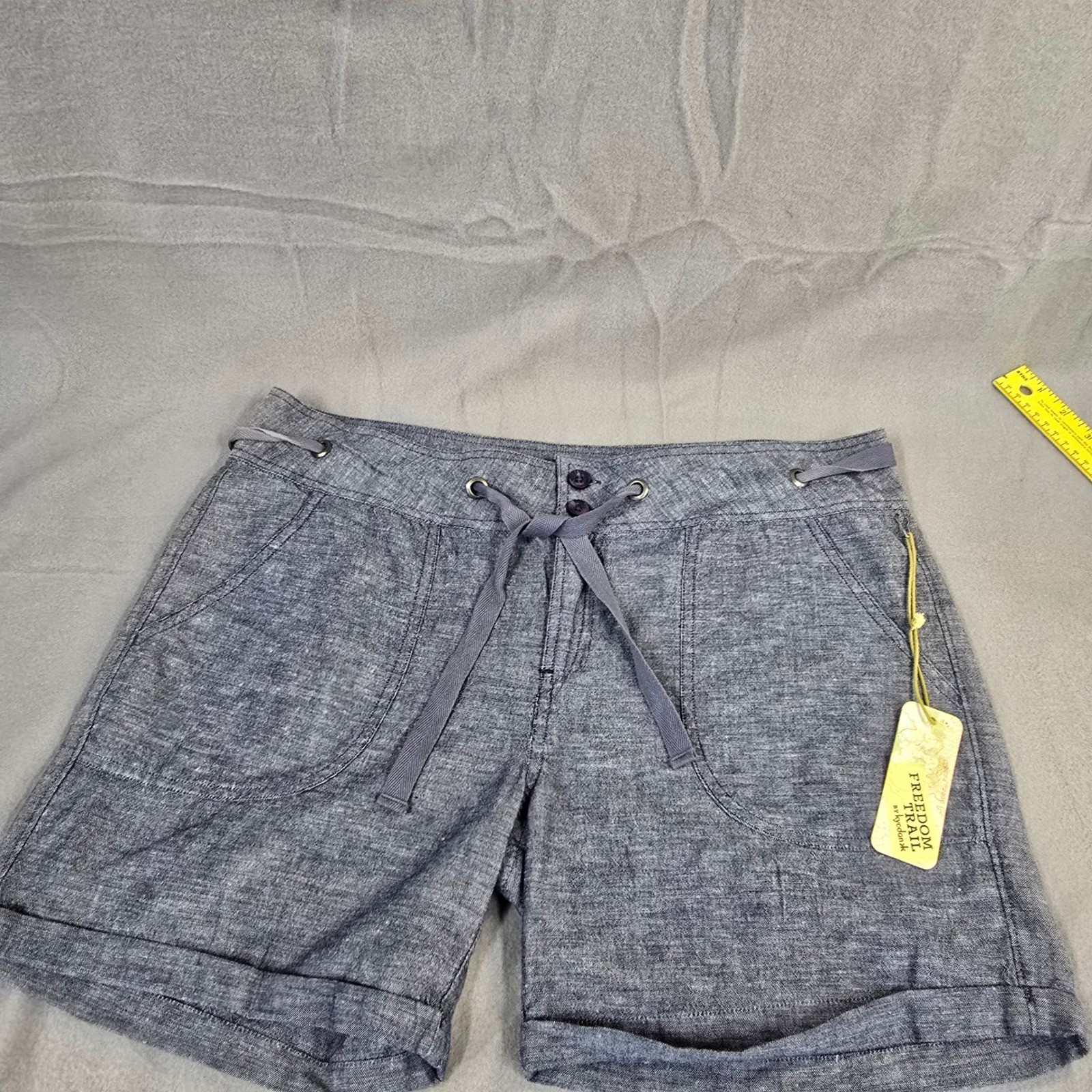 Freedom Trail by Kyodan Womens Blue Cotton Linen Blend Drawstring Shorts Size L