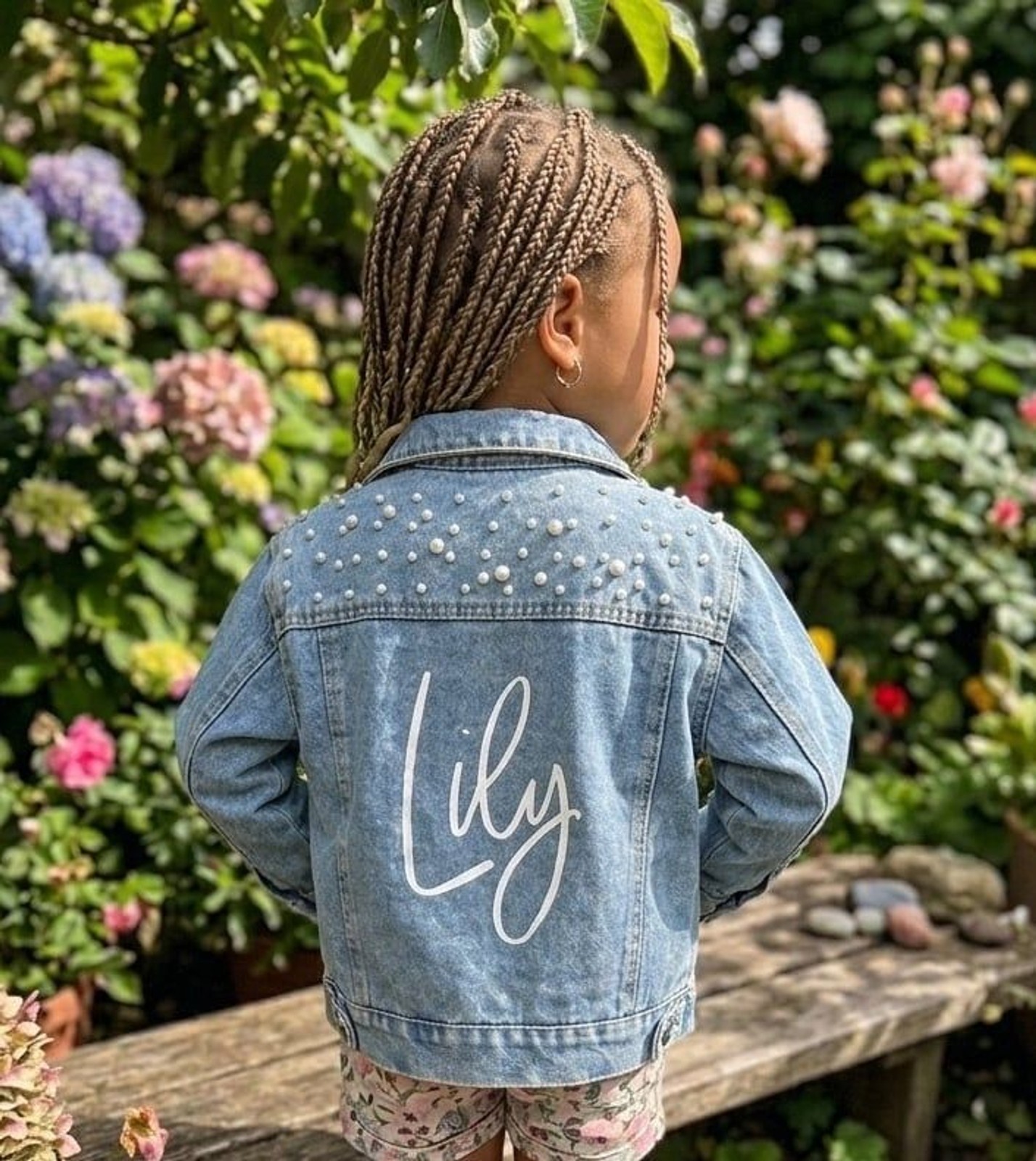 Girls Kids Denim Jacket Size 2-5 Pearl Personalized “Lily”