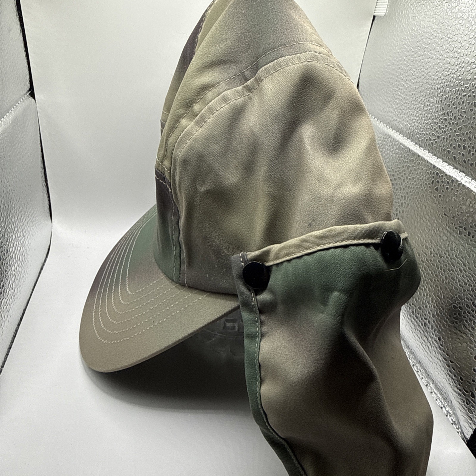 Volcom Surf Flap Hat Olive Green Sun Protection Cap Ear Neck Cover Adjustable