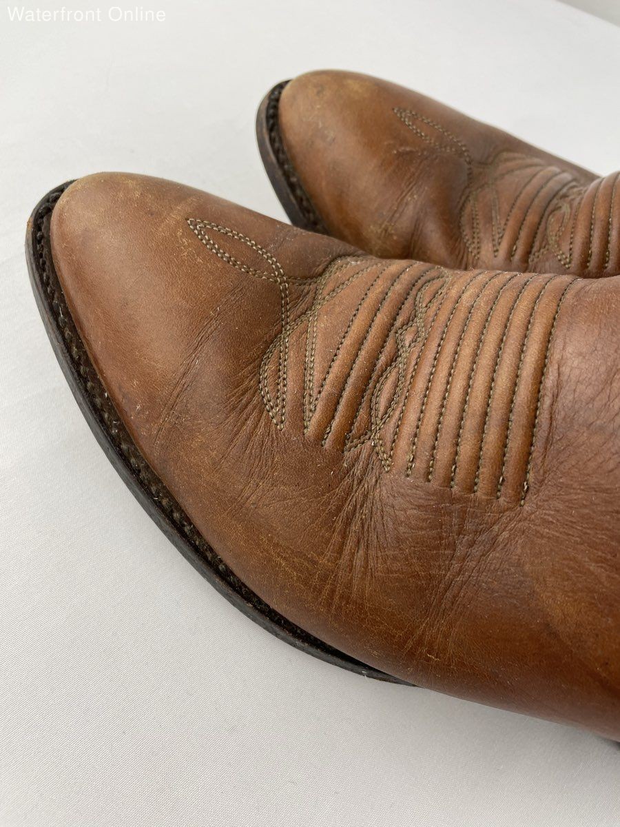 J. Chisholm Brown Leather Cowboy Western Boots Men’s 9D USA