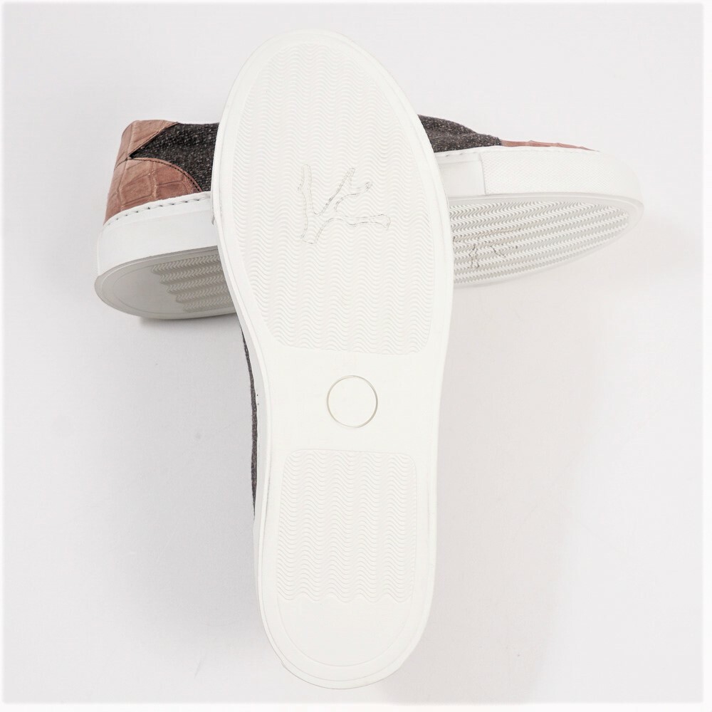 NIB $3600 ISAIA Crocodile and Wool Slip-On Sneakers US 7 (Eu 40) Shoes