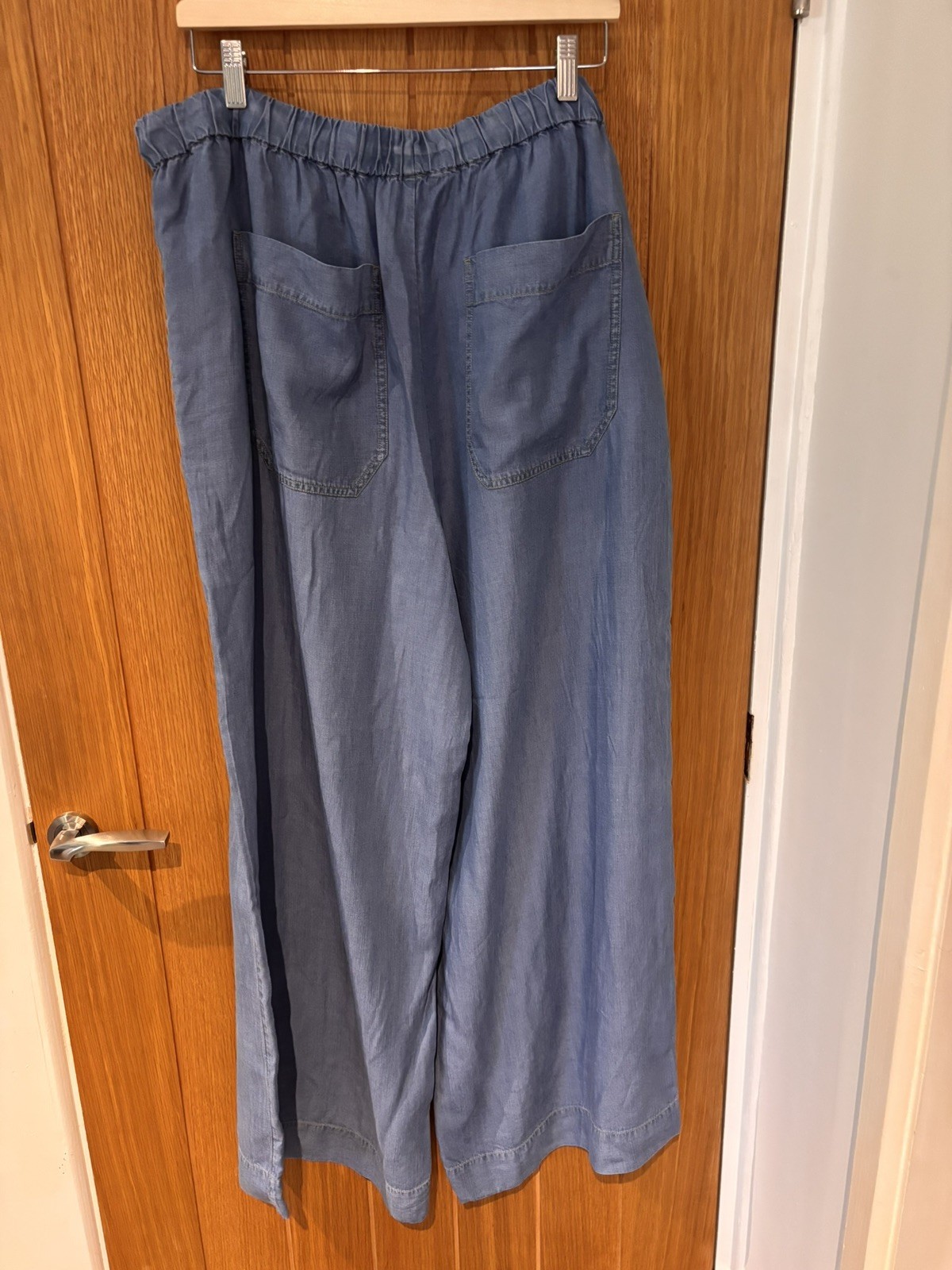 Hush Petunia Lyocell Wide Leg Lightweight Trousers Blue Drawstring Waist UK18-20