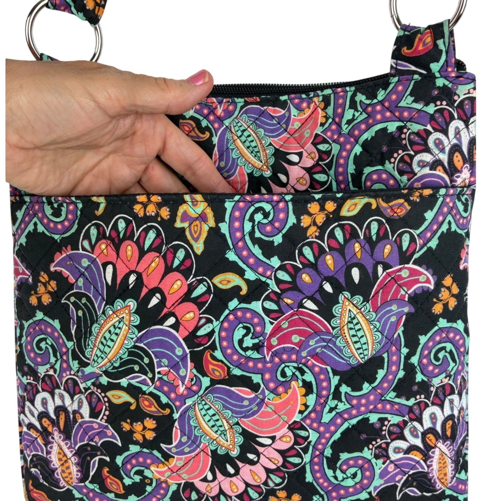 Waverly Inspirations Quilted Paisley Crossbody Bag Purse Adjustable Strap
