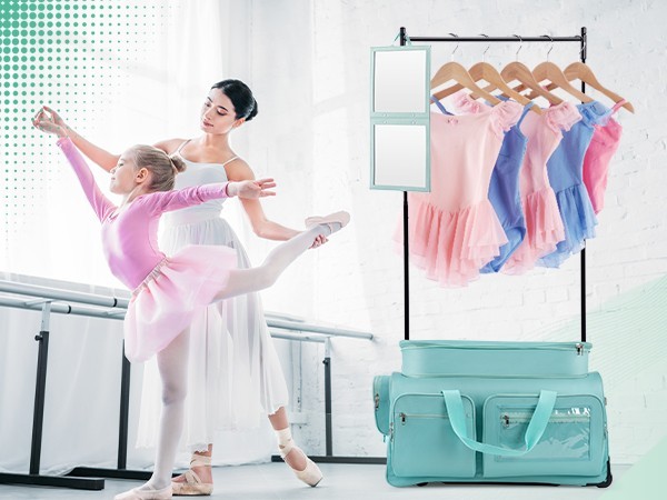 Remeit Dance Bag with Garment Rack 28″ Dance Costumes Rolling Garment Bags Kids