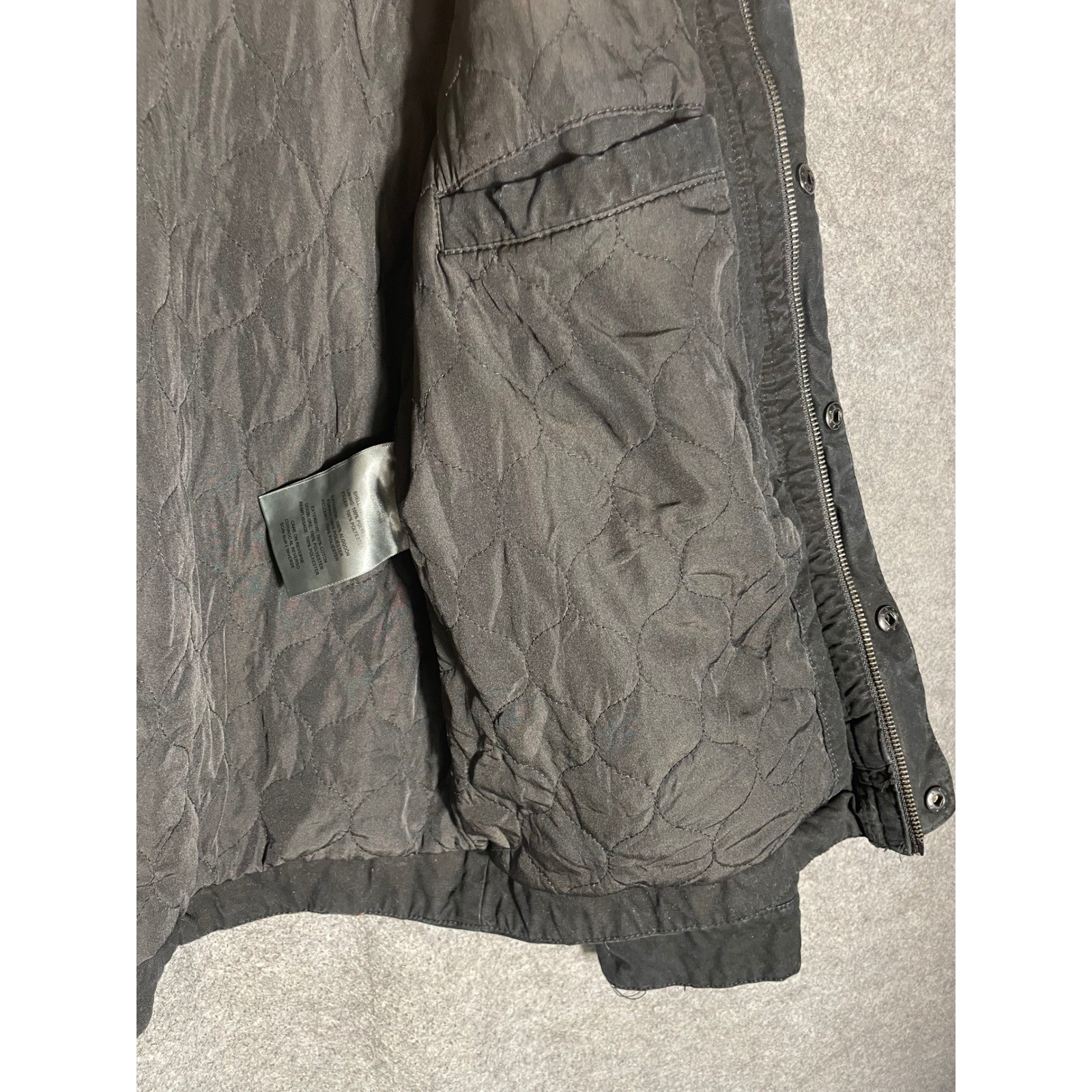 Levis Mens Military Field Jacket Black Cotton Canvas Quilted Utility Coat Small