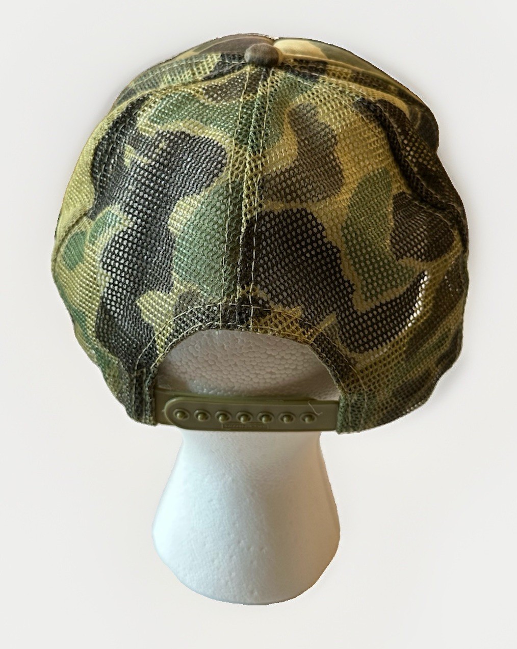 Vintage 70s 80s Duck Camo Trucker Hat Bowen Tobacco Sales Lake City SC Mesh Cap⁠