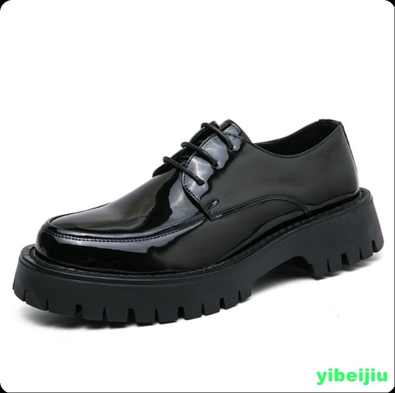 Men’s Shiny Leather Platform Dress Lace Up Business Wedding Shoes Fashion Party
