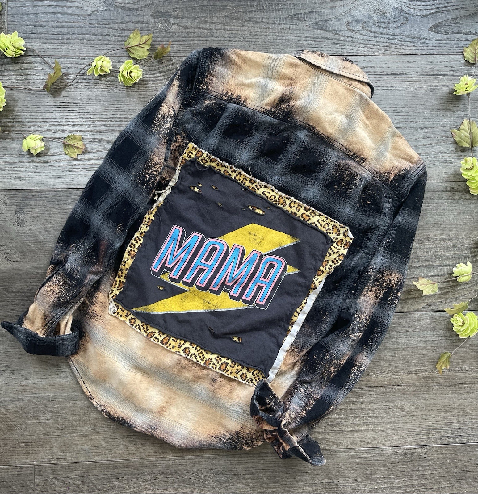 Mama Upcycled Bleached Flannel Sz Small
