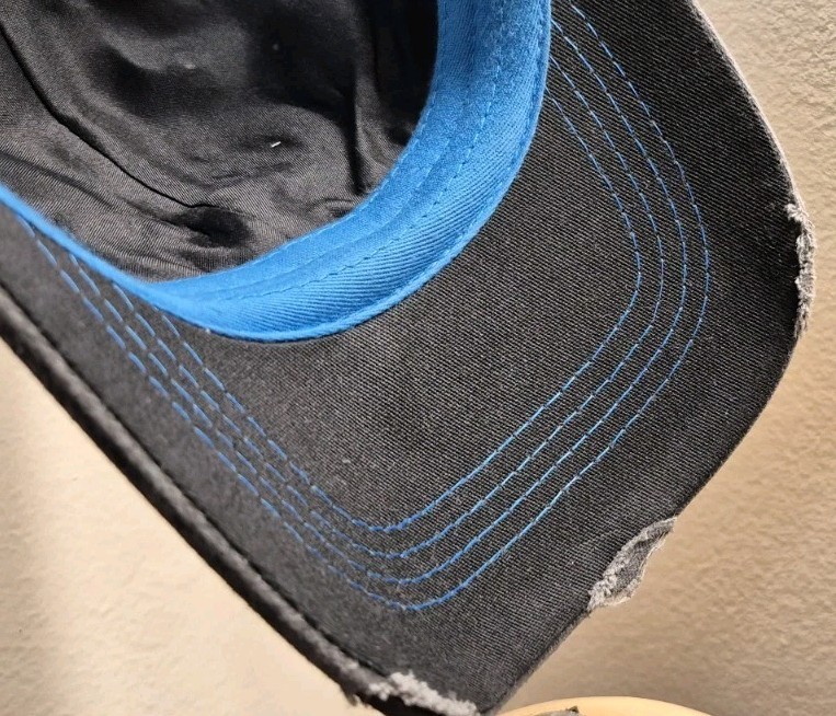 Korn Hat Distressed Ball Cap Hat Black & Neon Blue Mesh Hat