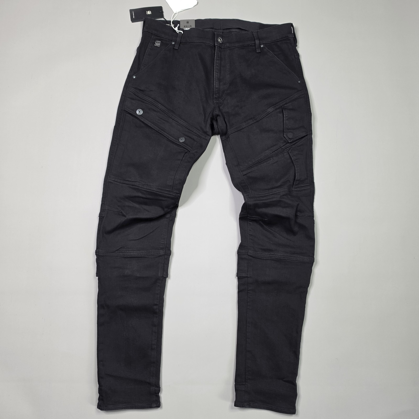 New G Star Raw Airblaze 3D Skinny Cargo Pitch Black Stretch Jeans 36×34