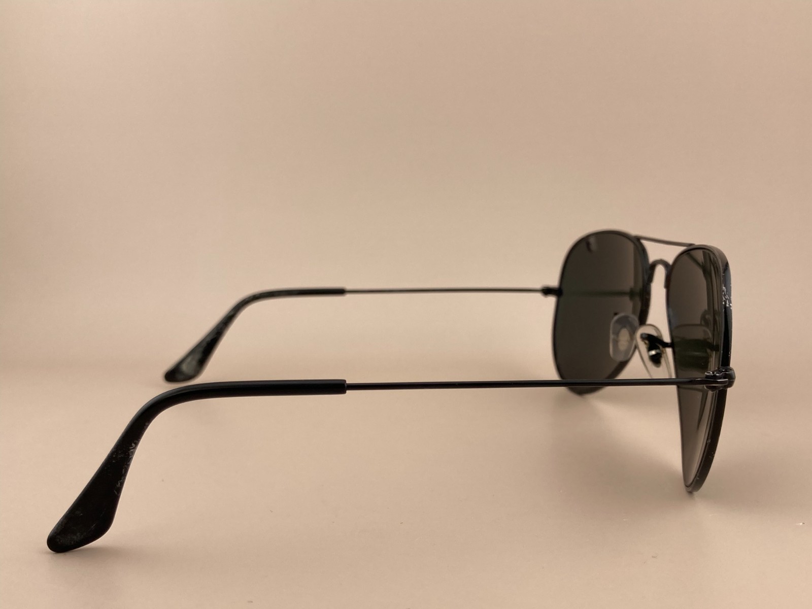 Ray Ban Sunglasses Black Aviators 59-15-125mm Gray Vintage Lenses SEE*