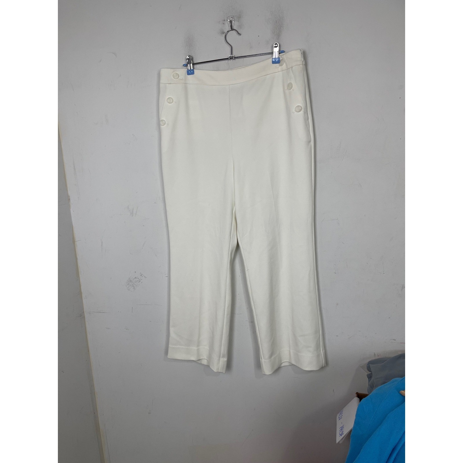 Ann Taylor Factory White Sailor Pants Wide Leg Side Zip Textured Size 14 NEW