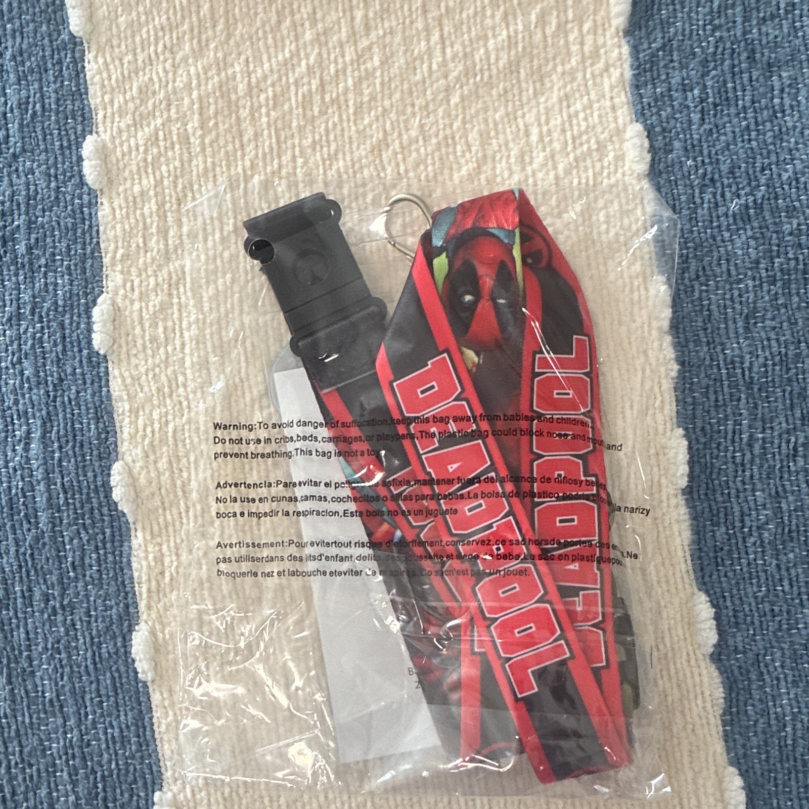 Deadpool Key Chain Lanyard Strap w/ Clip & Key Ring Red/Black + Sticker