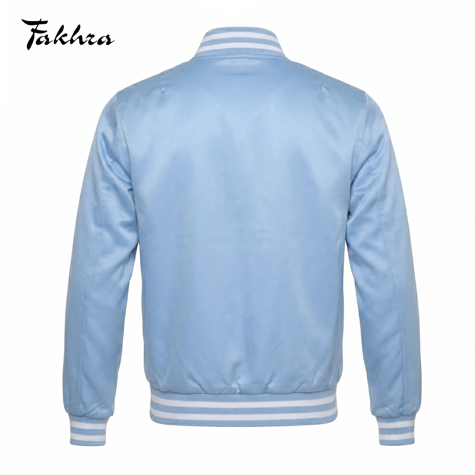 Sky Blue Satin College Letterman Varsity Jacket Premium Baseball Premium Quality