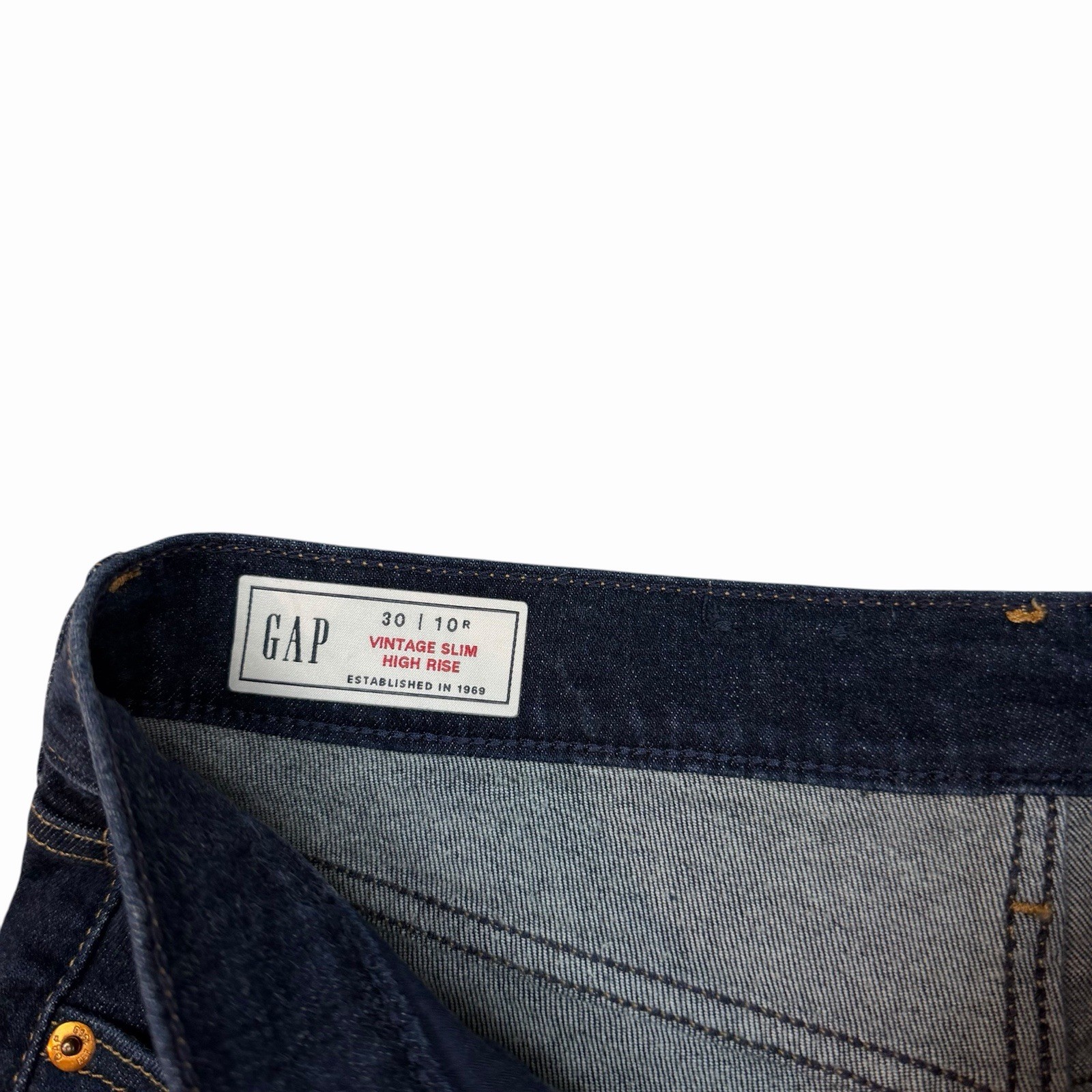 GAP Vintage Slim Ankle Jeans Size 30/10 High Rise Waist Denim Deep Rinse Indigo