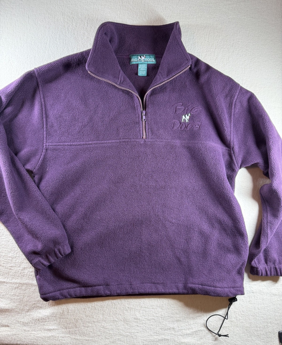 Big Dogs Men’s Fleece Pullover Medium Purple 1/4 Zip Embroidered Logo Retro
