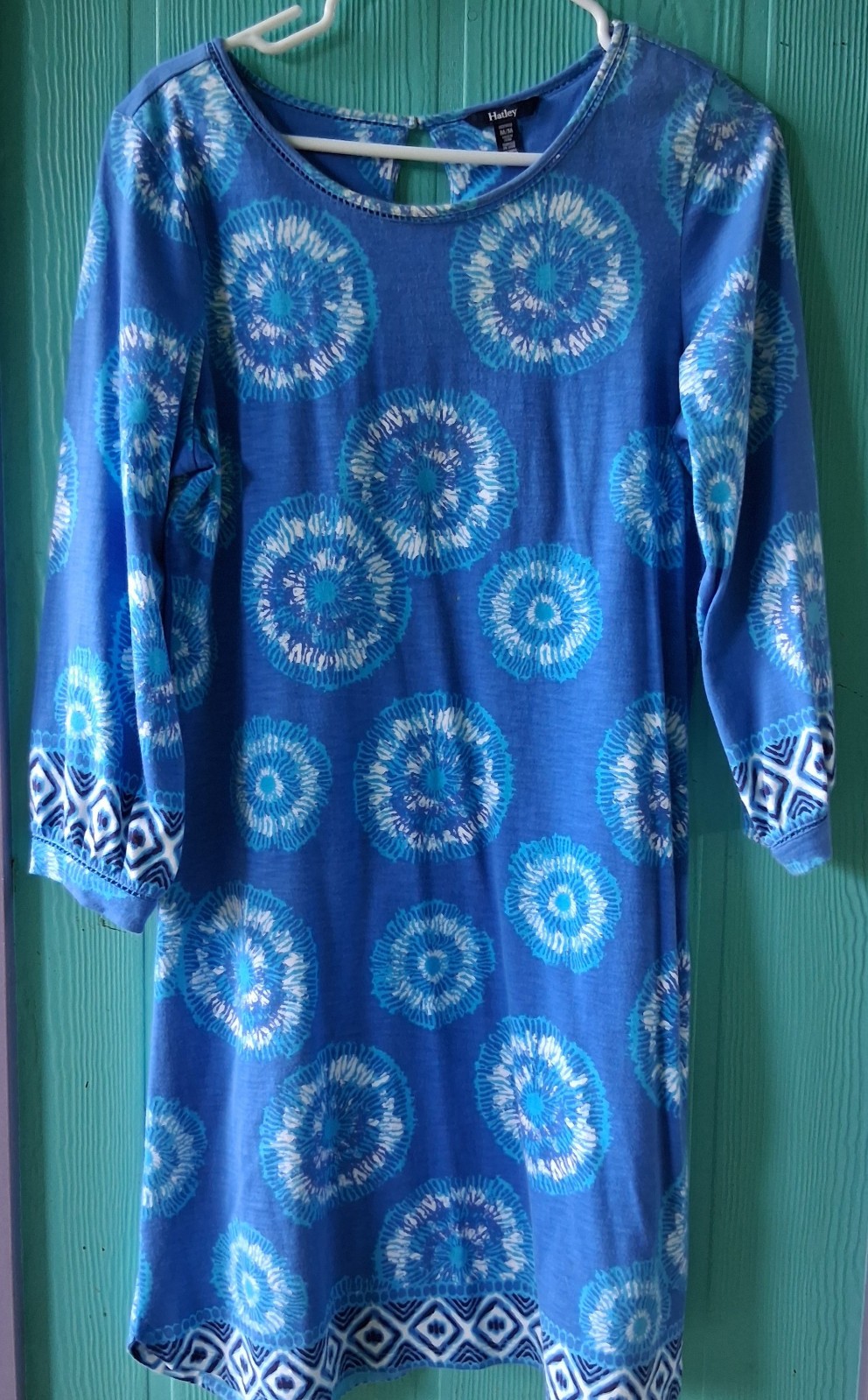 Hatley Blue Print Cotton Boho Beach Dress Size Medium