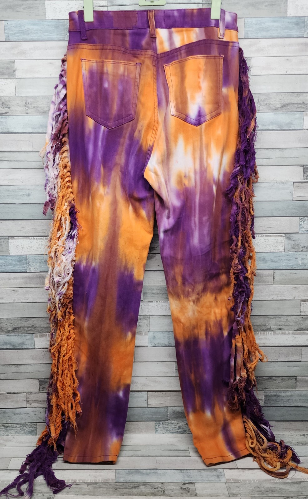 Purple Candy Jeans Womens Large High Rise Distressed Fringe Jeans Festival