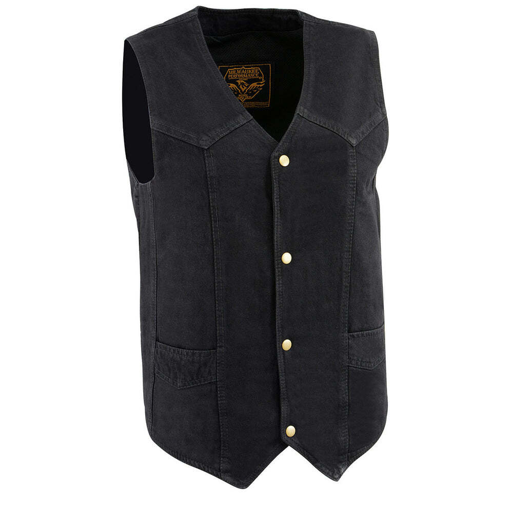 Milwaukee Leather Men’s Classic Snap Front Denim Biker Vest-DM1310(BLUE)&(BLACK)