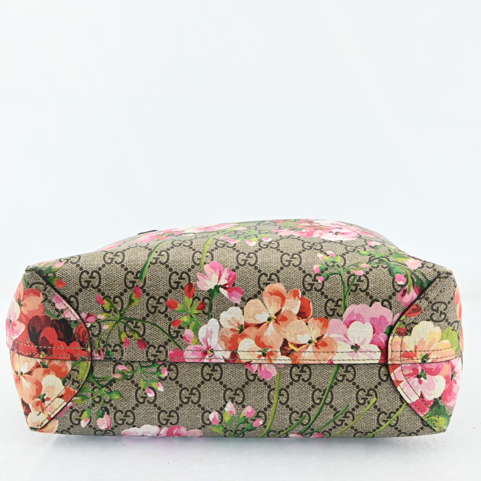 AUTH GUCCI Blooms Printed Tote Bag GG Reversible PVC Pink R3256RR808
