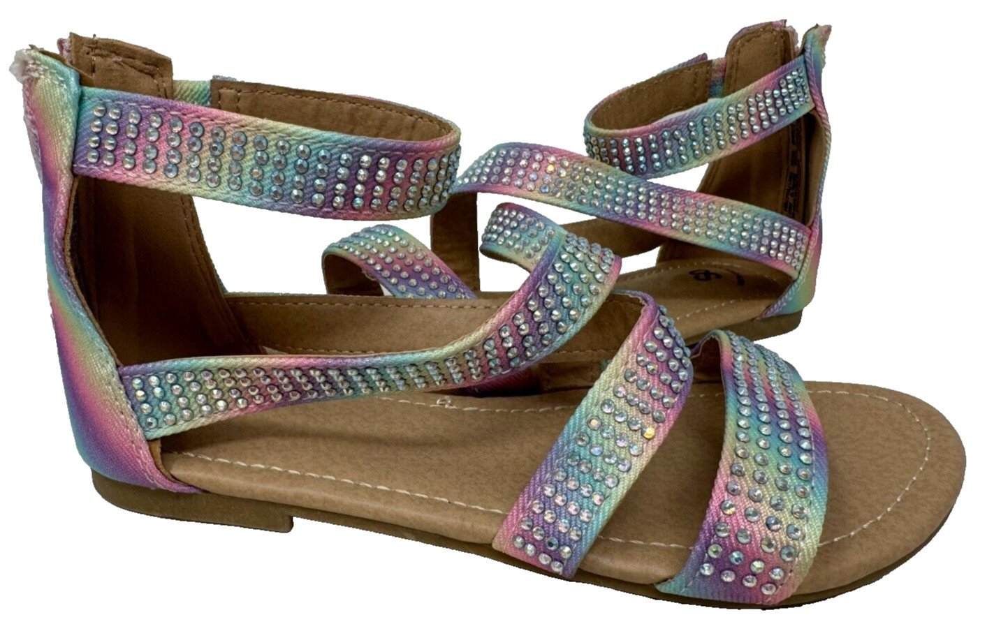 SO Youth Girl’s Aniser Rainbow Gladiator Zip Up Sandals Multicolor Size:13 78C