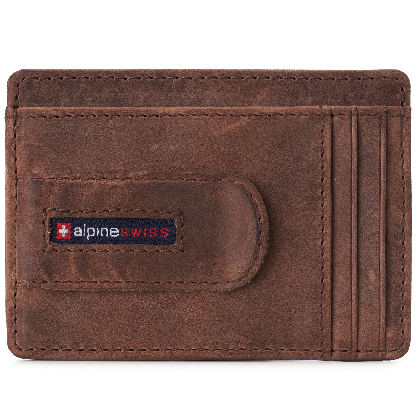 Alpine Swiss Mens RFID Money Clip Leather Minimalist Wallet Card Case ID Window