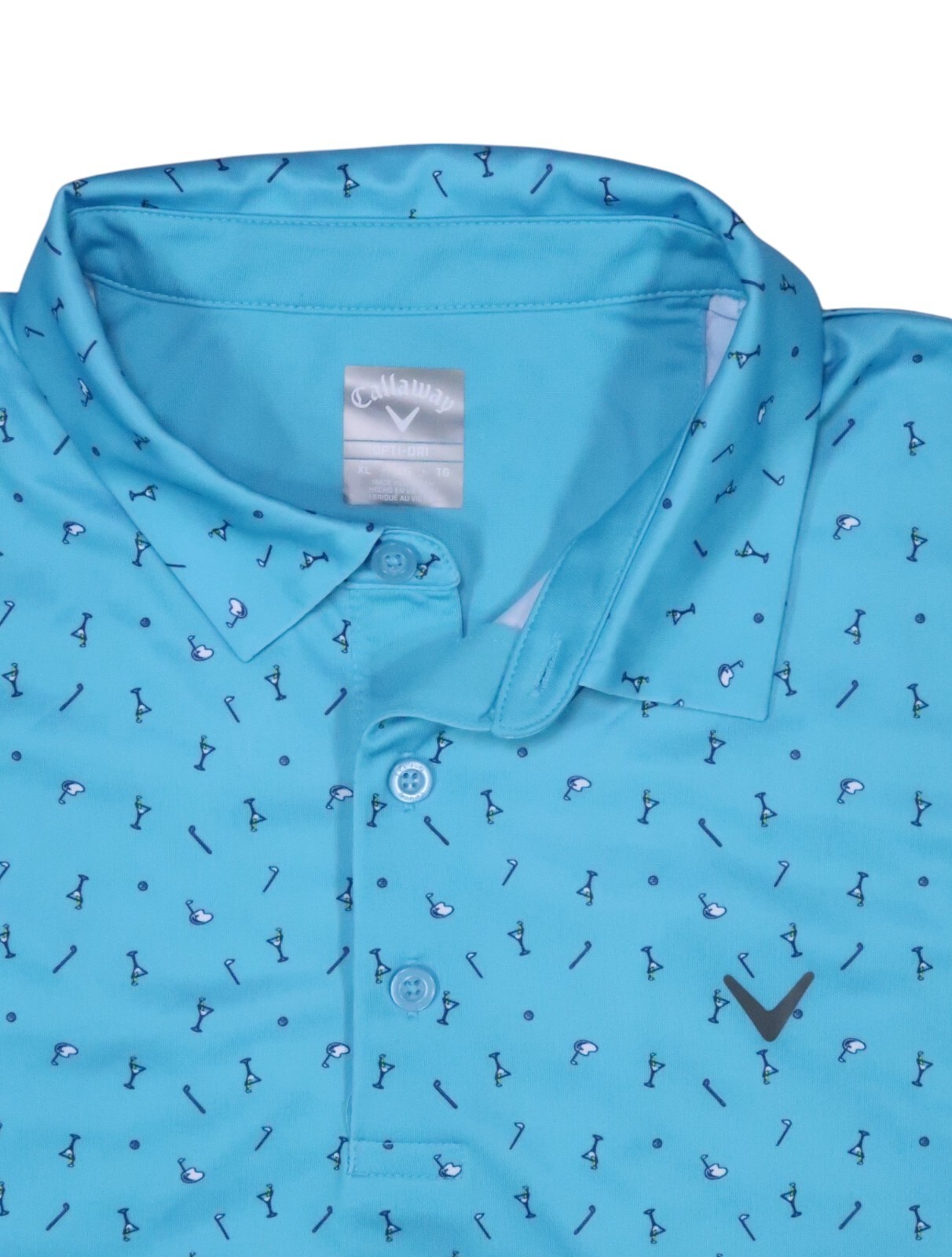 CALLAWAY jerse MENS XL POLO SHIRT PERFORMANCE GOLF CLUB COCKTAIL MARTINI PRINT