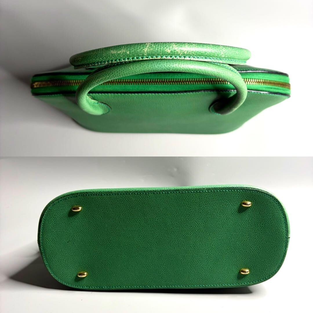 CELINE 2way Handbag Leather Green Vintage Authentic From Japan