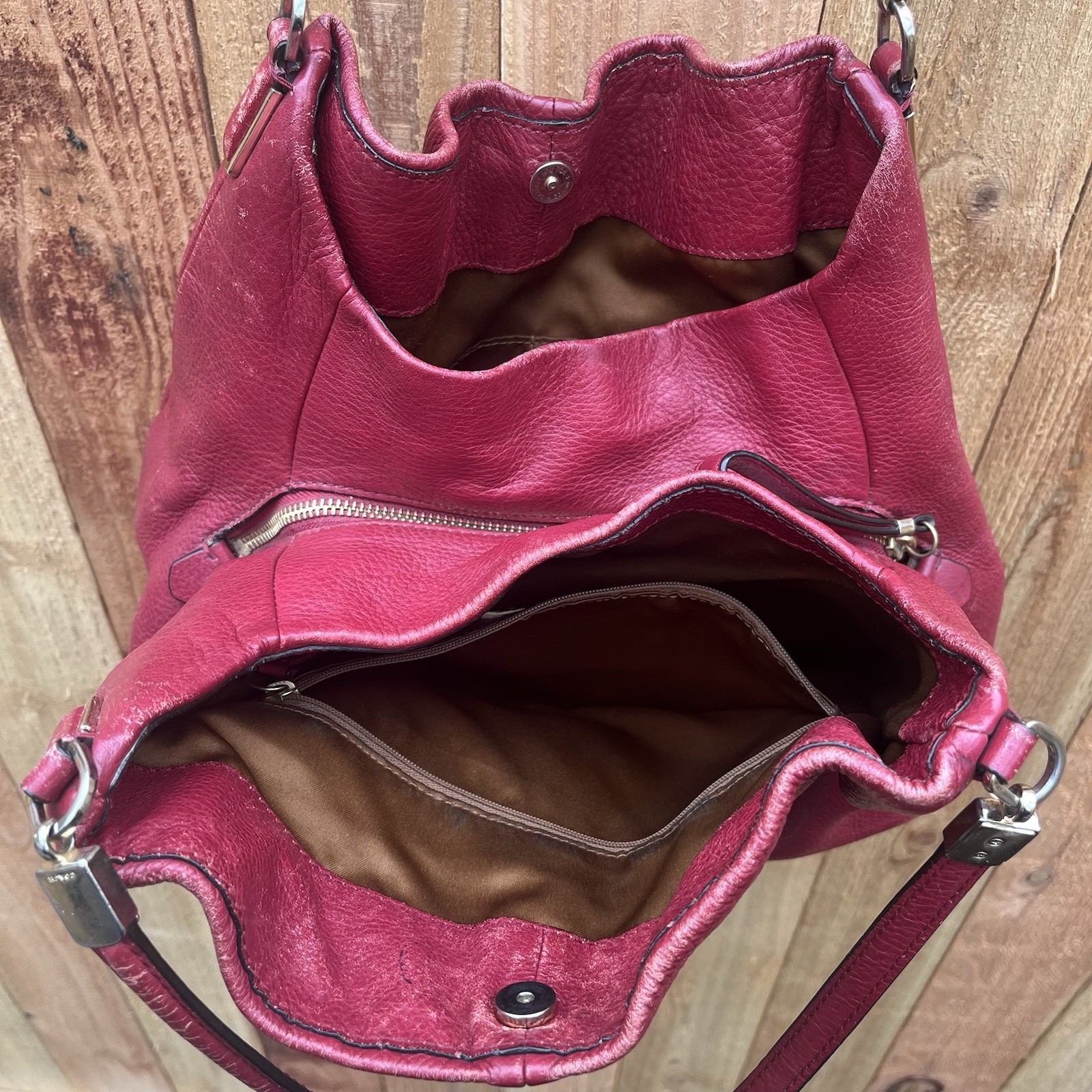 Coach 26224 Madison Phoebe Pebbled Leather Shoulder Bag Scarlet