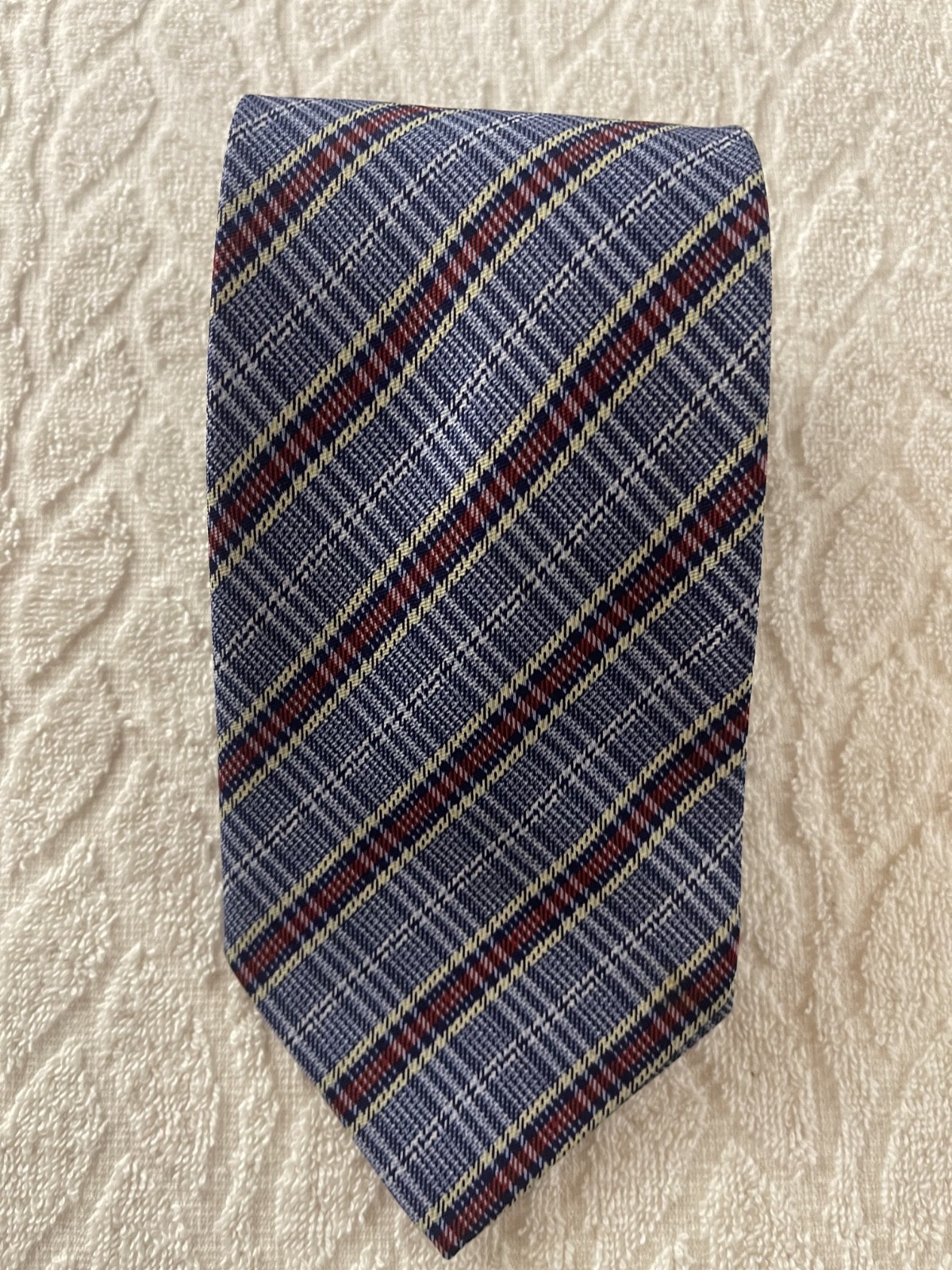 ARMANDO CARUSO BLUE-MULTI-COLOR SHADES OF BLUE MEN’S TIE CRISSCROSSING STRIPE