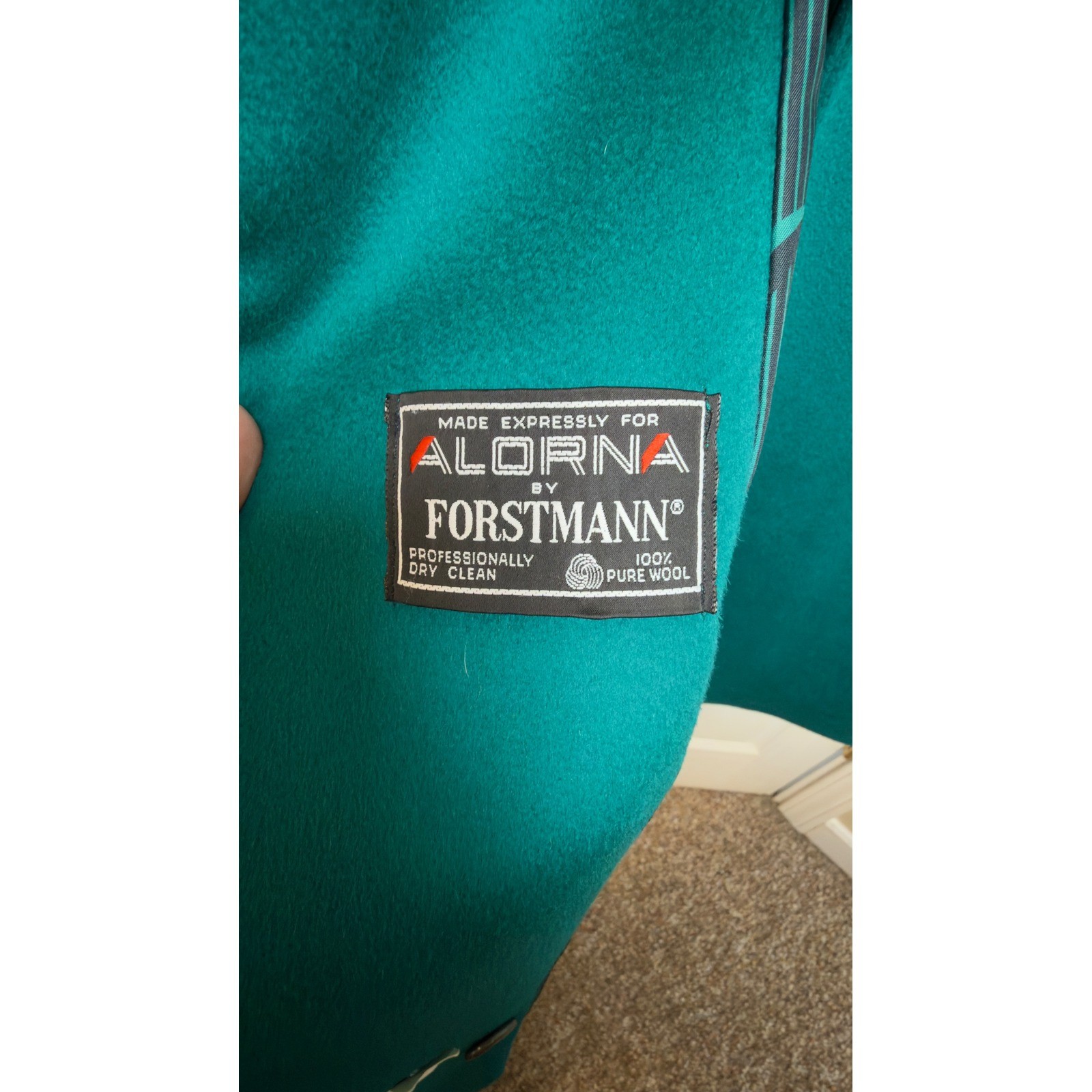 ALORNA Forstmann Wool Teal Long Trench Coat Women’s Double Breasted Tailored