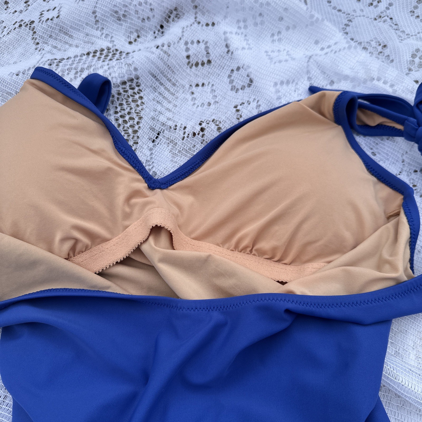 J.Crew Brilliant Blue Dual Tie-Shoulder One Piece Bathing Swimsuit Large L SP24