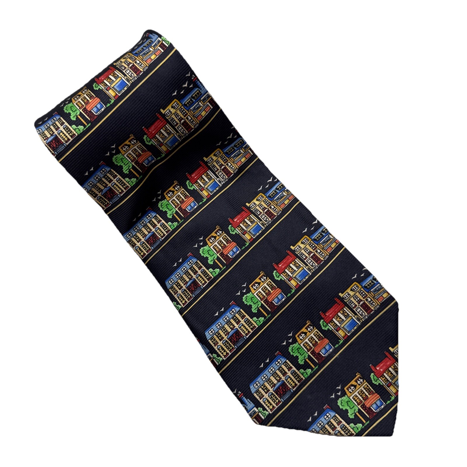 Necktie Neighborhood Houses Realtor Colorful Silk Designer Luxury Made in Italy