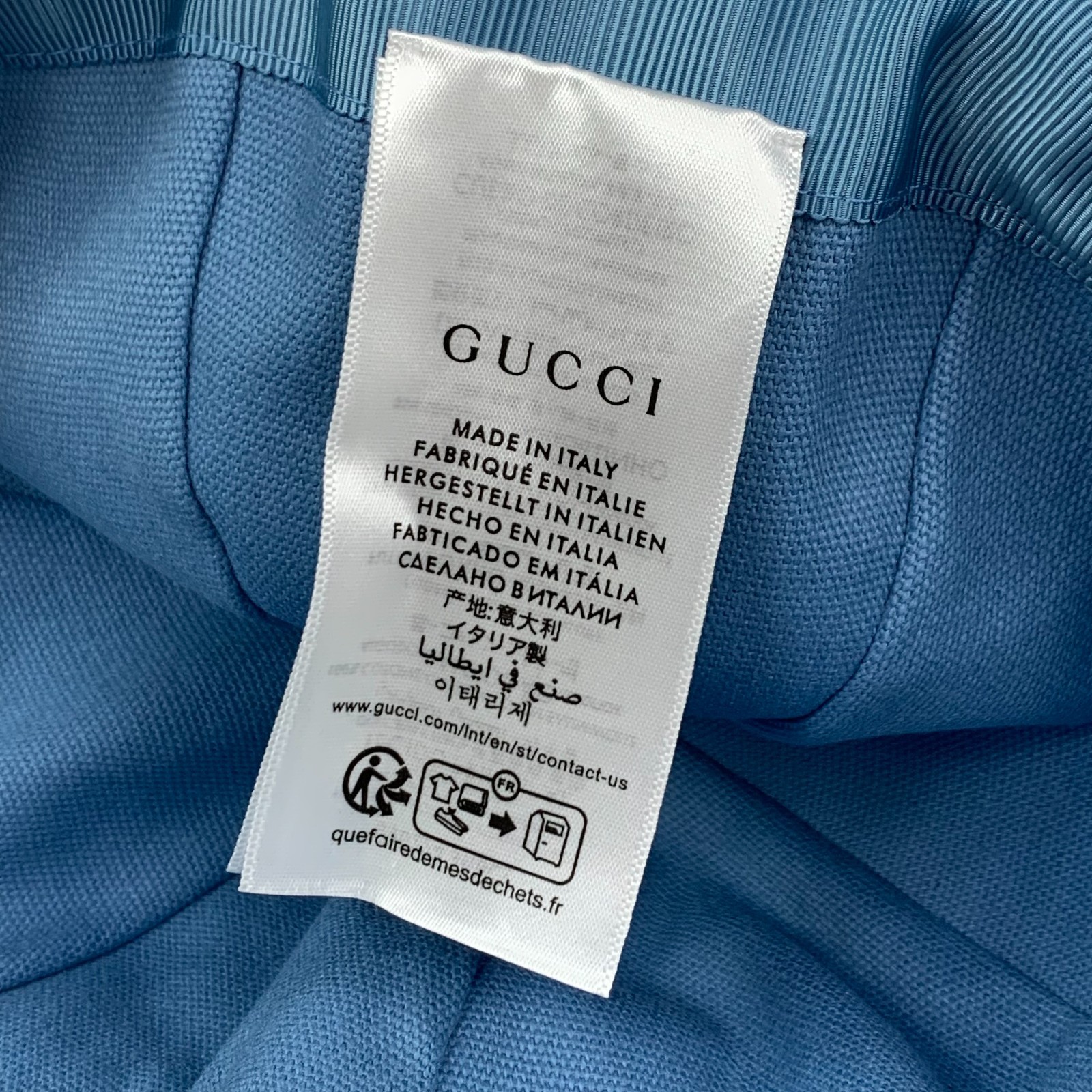 Gucci GG Monogram Logo Horsebit-Detailed Leather Denim Baseball Cap Blue Size M