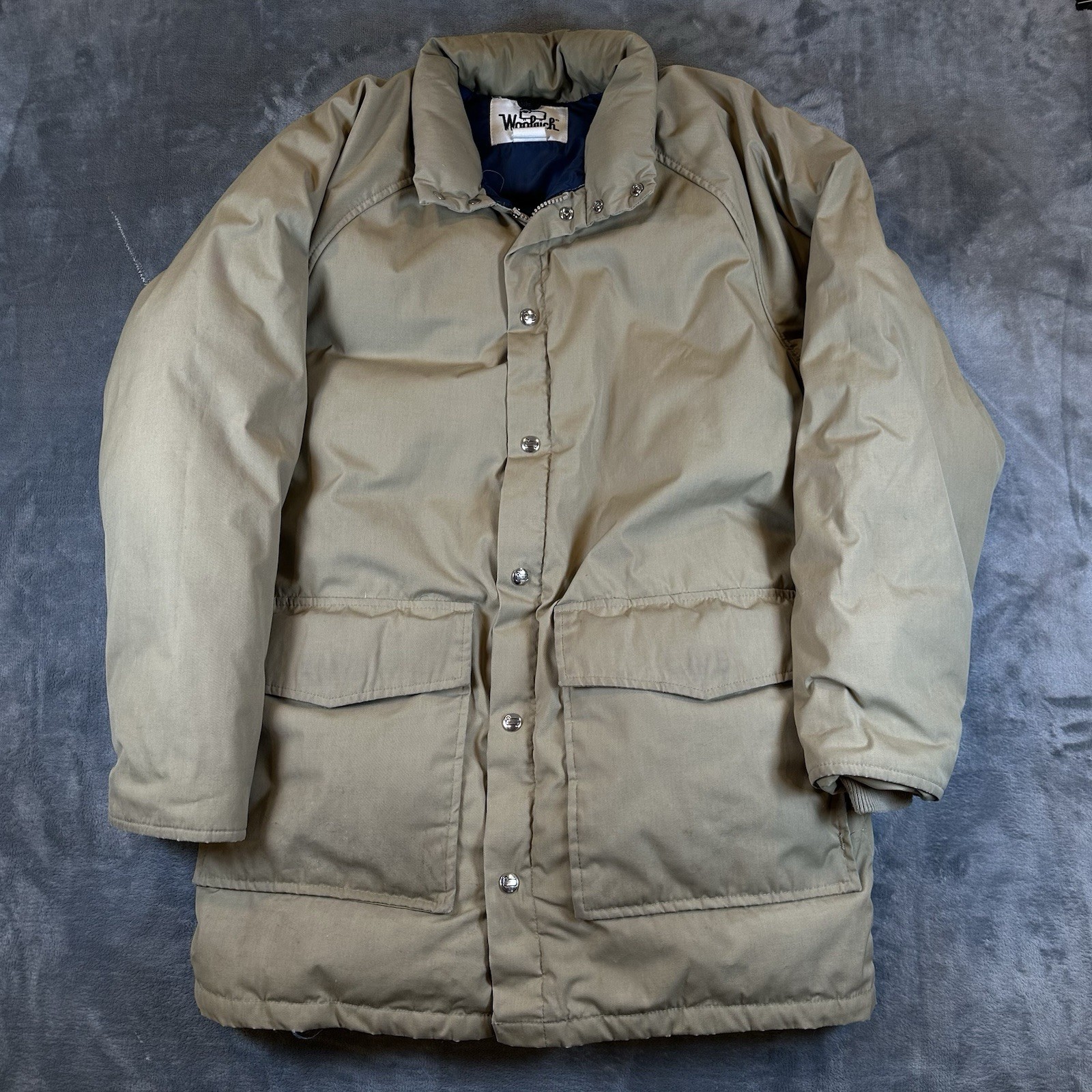 READ Vintage Woolrich Jacket Mens M Beige Goose Down Puffer Winter Coat Parka