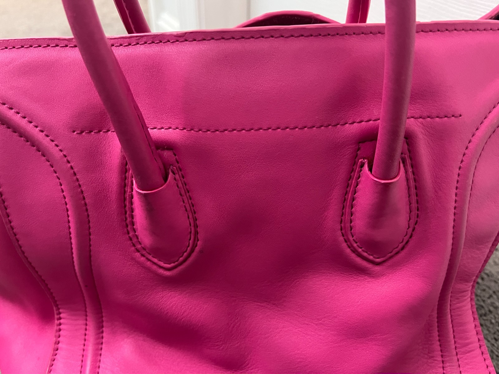 CELINE Luggage Phantom Hand Bag Leather Pink