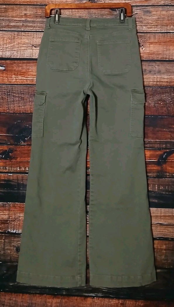Gloria Vanderbilt Cargo Pants 4 Wide Leg High Rise Olive Green
