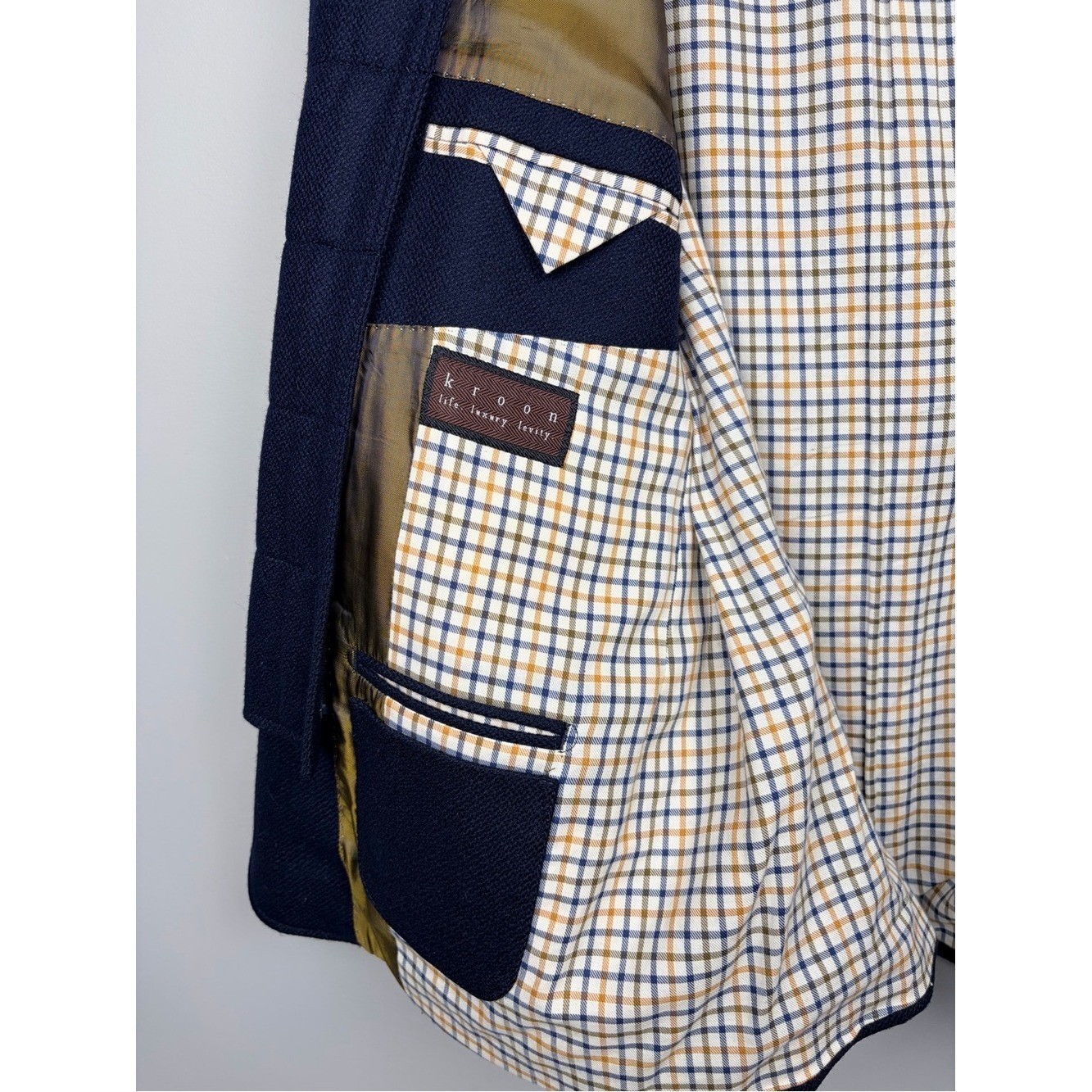 Kroon Richie Wool Cashmere Layered Sport Coat Blazer Navy 44R Italy
