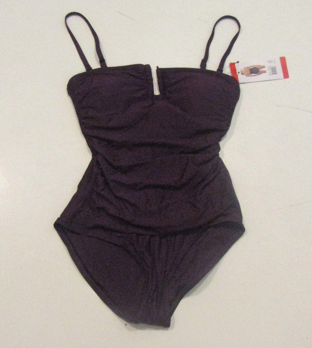 DKNY Womens Swimsuit U-Neckline One Piece Purple Size Medium M NWT