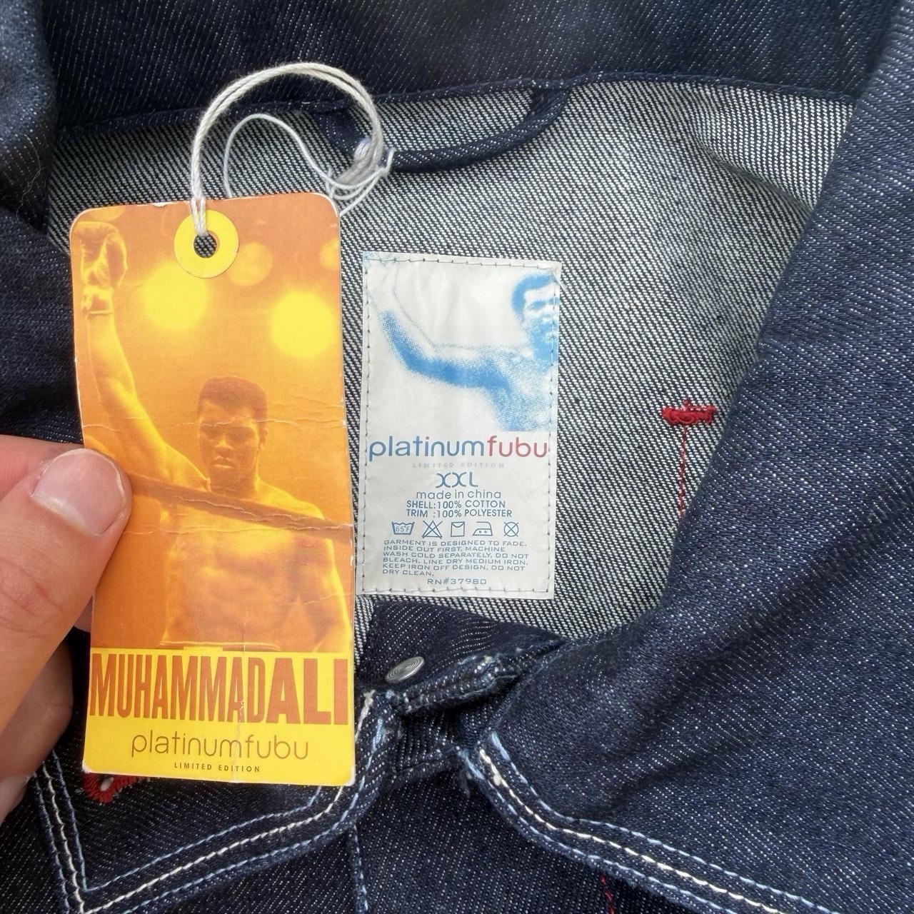 Limited Edition Muhammad Ali Platinum FUBU Denim Jacket Button Up Logo Graphic