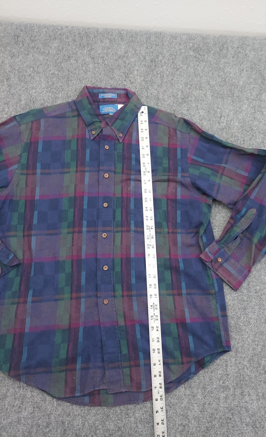 Pendleton Shirt Mens Large Purple Plaid Wool Blend Country Traditional Button Up