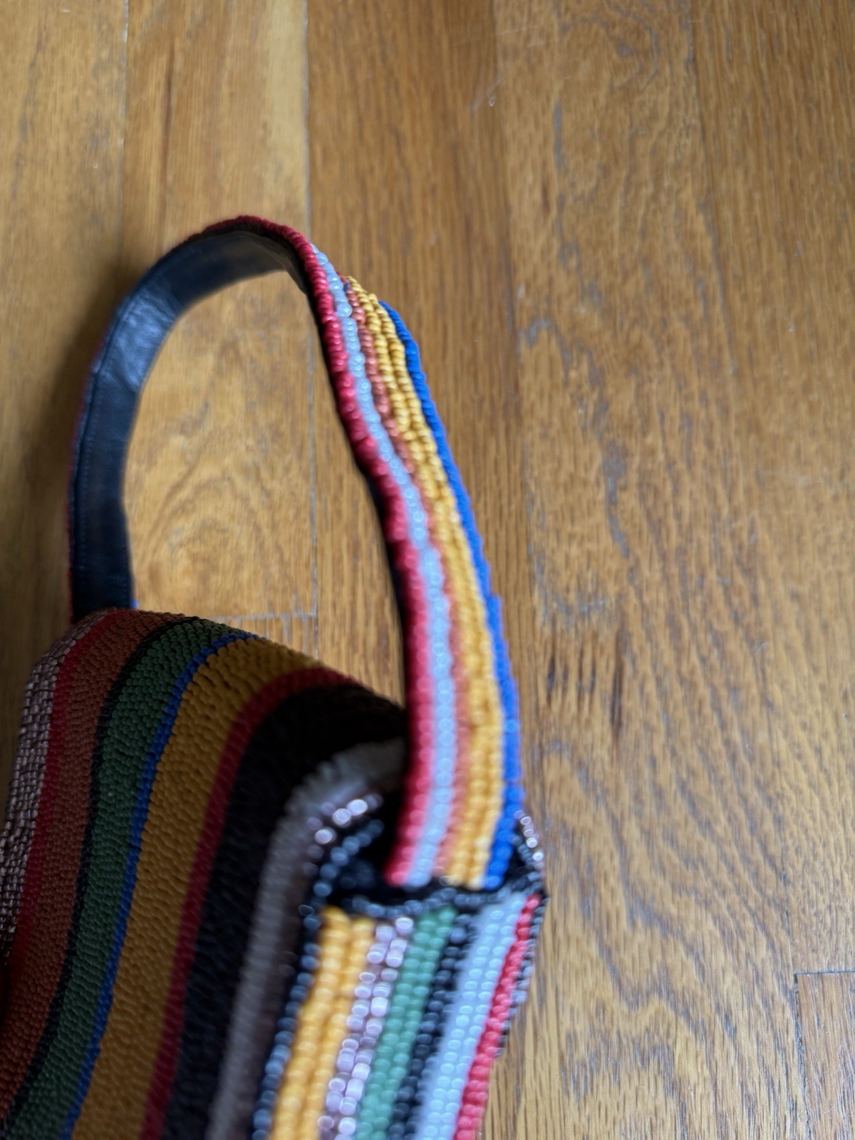 ANTHROPOLOGIE FIONA SUPER MINI BEADED BAG PURSE WALLET MULTI STRIPE NWOT