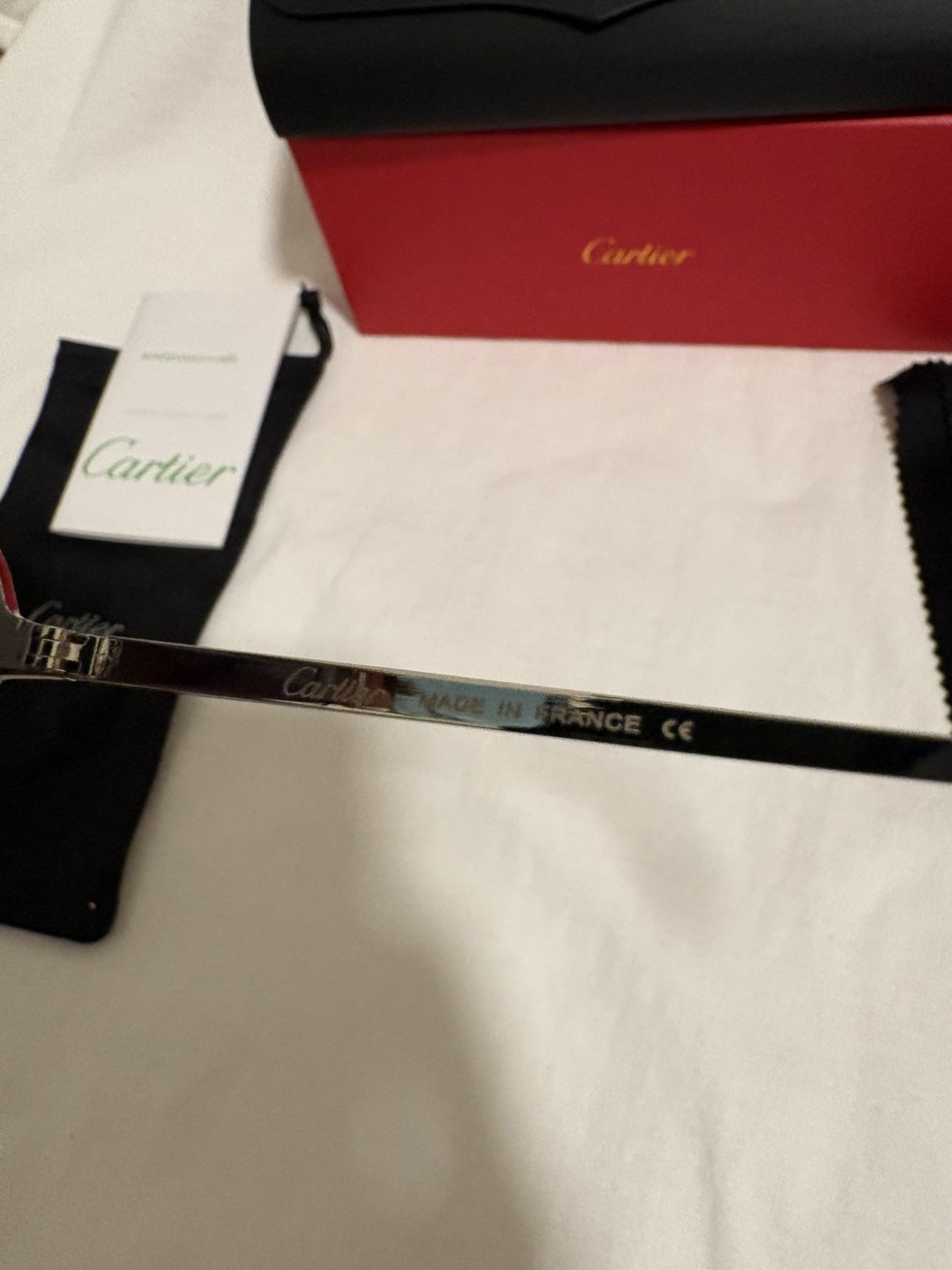 Cartier Big C Diamond Cut blue/green Fade Frameless Lens silver Frame