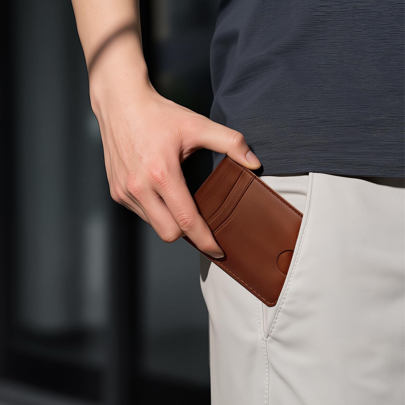 defway Minimalist Slim Wallet for Men – 4.3 x 3.15 x 0.86 inches, Brown