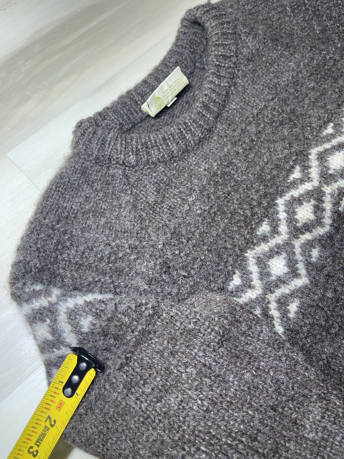 Vintage GAELTARRA Hand Loomed WoolSweater Size 42 (107cm) Brown & Cream Ireland