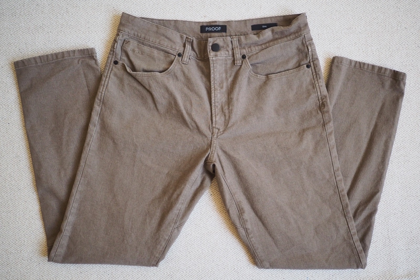 Huckberry Proof Rover Slim Pants Mens 32 Dark Olive Breathable Stretch Canvas