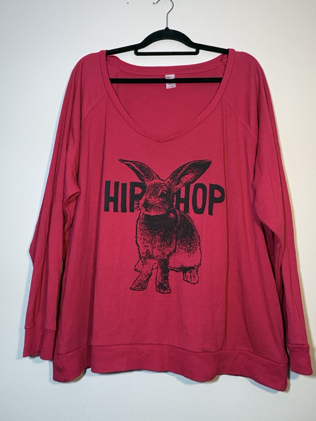 Bongo Hip Hop Women’s Plus Size 3X Knit Top Long Sleeve Casual Stretch Shirt Red